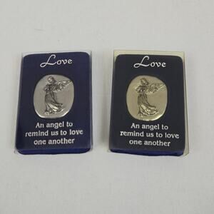 Russ Berrie Pewter Love Guardian Angel In My Pocket Prayer Coin  - Set of 2 NEW